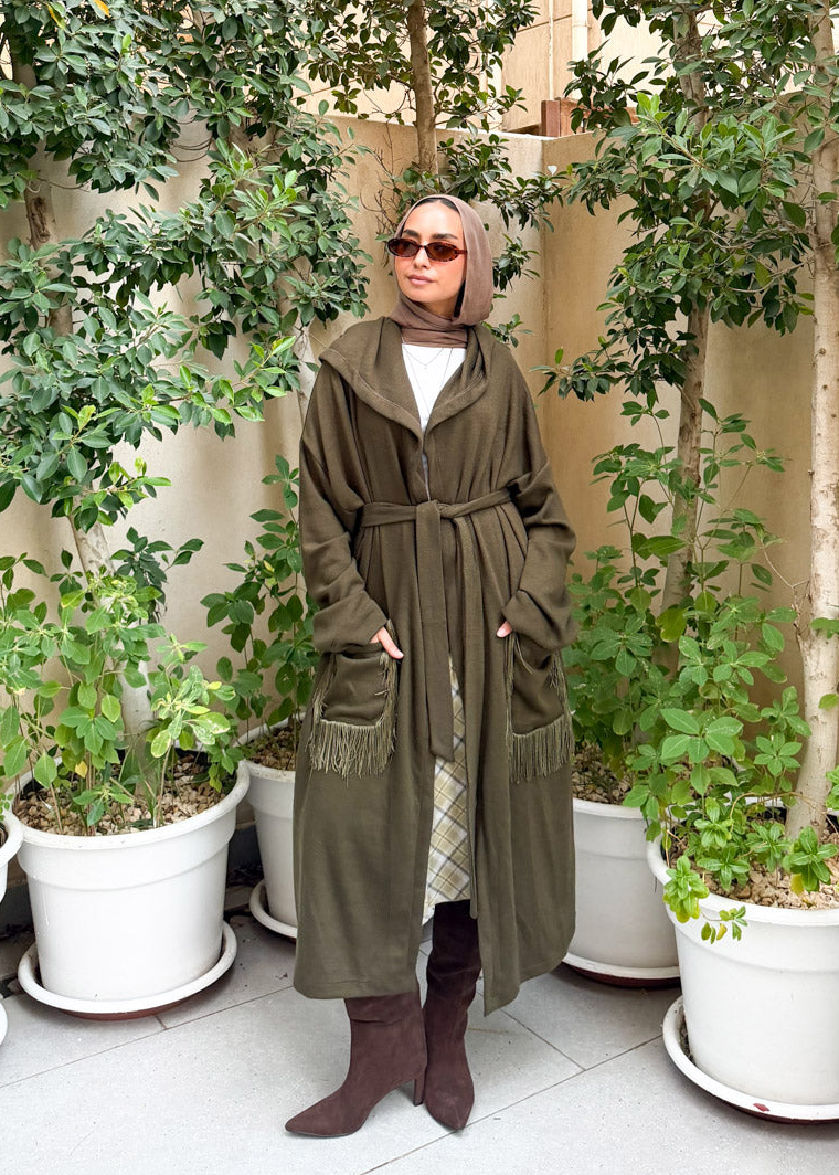 Aura Olive Cardigan Coat