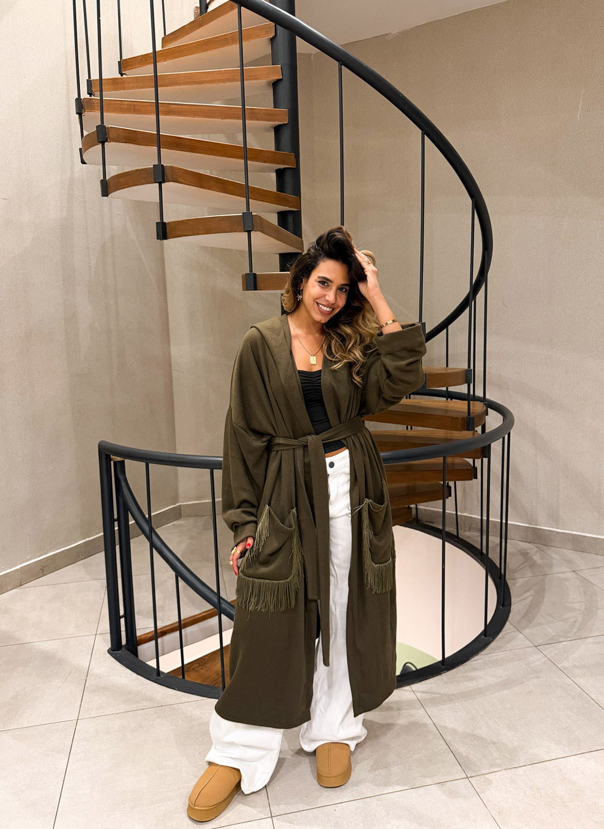 Aura Olive Cardigan Coat